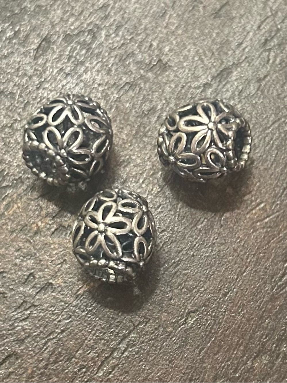 Genuine Pandora Sterling Silver Openwork Wildflower Bead Charm